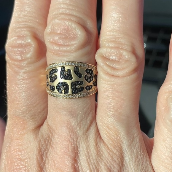 Effy Signature 14K Yellow Gold Multi Diamond Leopard Spot Ring Size 7 with box - Picture 5 of 8